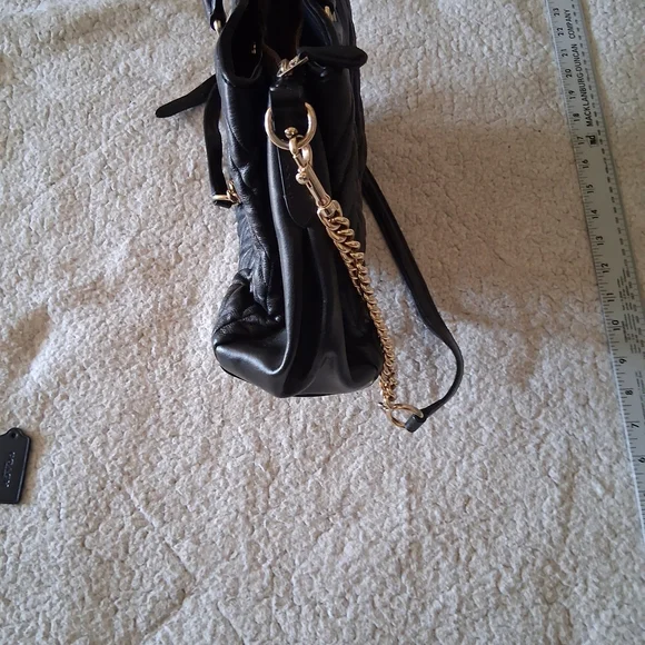 Coach Black Quilted Crossbody Bag with Gold Chain